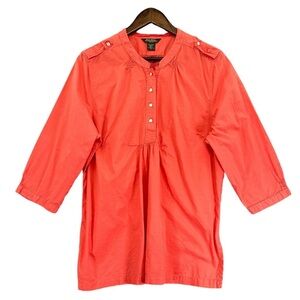 Eddie Bauer Blouse Top Women Size XL Orange Popover 100% Cotton 3/4
Sleeve